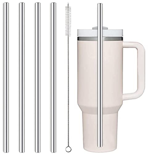 Edelstahl Strohhalme 31 cm Lang, 4 Stück Wiederverwendbar Mit Reinigungsbürste, Trinkhalme für Trinkflaschen