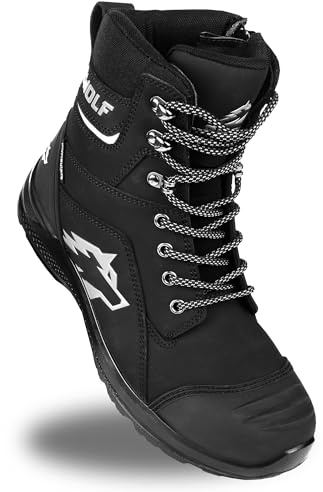 BWOLF Fantom Hi S7L Scarpe antinfortunistiche da uomo invernali – stivali da sicurezza impermeabili con suola intermedia in Kevlar, protezione rinforzata sulla punta, Nero , 45 EU