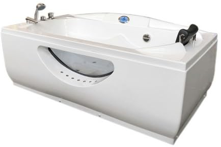 Bagno Italia Bañera de hidromasaje 170x90 cm rectangular con ojo de buey de cristal luces led