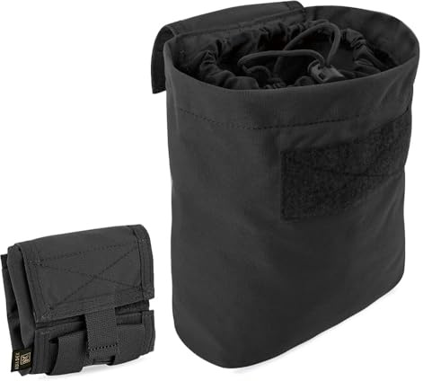 KRYDEX GEAR Taktische Molle Dump Pouch, Faltbare Magazin Mag Tasche Taktische Schleuder Munitionstasche Magazin Utility Roll Up Wiast Tasche mit Kordelzug (Schwarz)