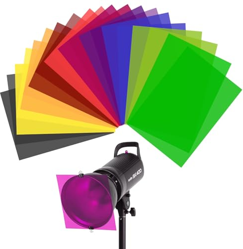 WEINIDASI 20 Pièces Film de Couleur et Transparent pour Correction des Couleurs, Film pour Lampe projecteur Photo Studio Stroboscope LED, Matériaux d'artisanat