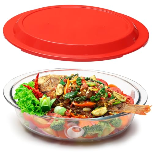 NUTRIUPS Casseruola ovale da 3,4 l con coperchio in plastica, 34 x 24 x 10,5 cm, teglia da forno profonda