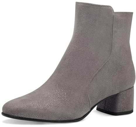 MARCO TOZZI Damen Stiefeletten mit Absatz Elegant mit Reißverschluss, Beige (Taupe Metallic), 37 EU