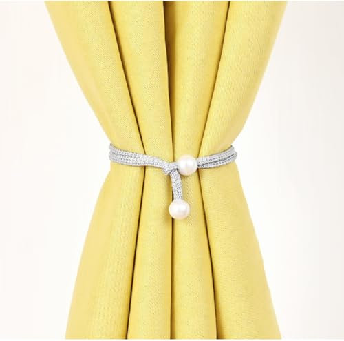 Gardinenhalter,weißen Kunstperlen Vorhang Raffhalter,4stuer Raffhalter für vorhänge,für makramee deko&Vorhang Boho. (Grau)