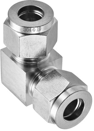 YOKIVE Raccordi per Tubi a Compressione, Gomito a Unione a 90 Gradi Doppio Accoppiamento a Ferrule per Collegamenti di Tubi (Tono Argento, da 10mm a 10mm)