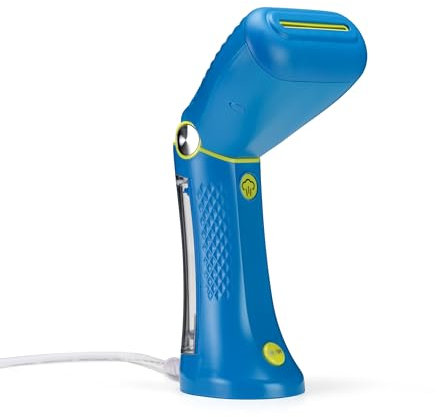 Conair GSC24BLE Stiratore verticale da viaggio con vapore potente, multi-voltaggio, testina regolabile, vapore 20g/min, serbatoio 80ml, appendino da viaggio pieghevole incluso, cavo da 2.4m, blu