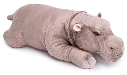 Tiny Heart Hippo Plush Toy，Simulation Cute 46cm/18in Hippo Plush Toy Series，Realistic Stuffed Animal Soft Pastoral Style Brown Wild Hippopotamus Home Decor Toys Suitable for Boys and Girls