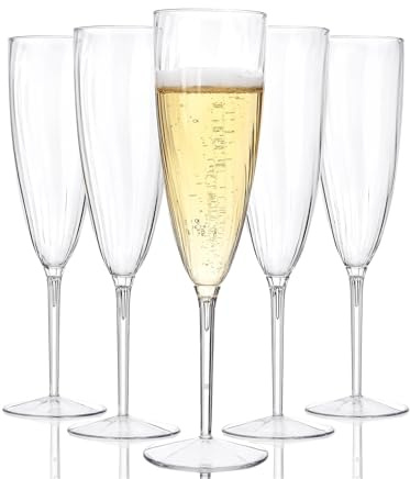 WDF 36PCS Clear Champagne Flutes Plastic - 6 OZ Clear Disposable Champagne Flutes Party Supplies for Wedding/Birthday/Parties/Graduation