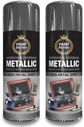 AOC24 Gun Metal Grey Spray Paint 400ml – Metallic Gloss Finish – Quick Drying Multi-Purpose Spray for Interior & Exterior Use on Furniture, Plastic, Metal, Wood Aerosol Spray Paint (2)