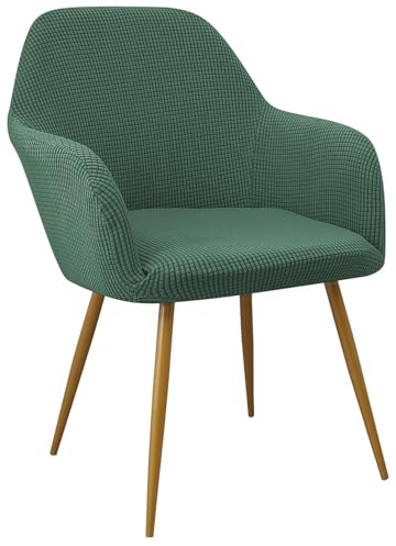 EBETA Funda para Silla de Comedor Extraíble, Jacquard Funda de sillón con Reposabrazos Funda Silla Oficina Protector de Silla Desmontable y Lavable para Sillas Cocina (Verde Claro, 2 Unidades)