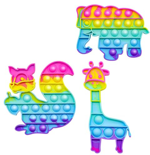 KUMSODE 3PCS Push and Pop Bubble Sensory Fidget Toy, Pop It Pop Fidget Toy Set, Jouets Sensoriels à Presser, Jouets Sensoriels à Presser, Silicone Anti-Stress Jouets de Soulagement de L'anxiété