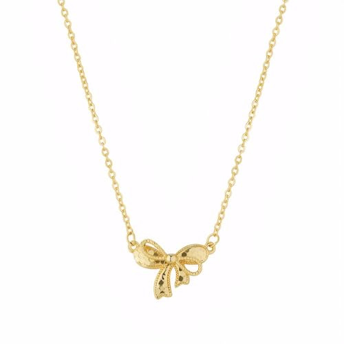Bellabon Halsband med rosett, damhalsband med rosett, guld rosett hänge kedja, rosett traditionell kedja damer, justerbar längd, för kvinnor flickor, 1, Metall, Kristall