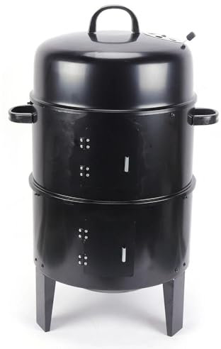 CHIMHOON 3 en 1 84 cm parrilla de ahumador, quemador de ahumar, quemador de ahumar, barril de ahumar, parrilla de carbón vegetal con tapa, para patio trasero, camping y cocina