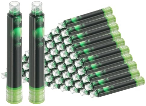 PATIKIL 60 Piezas De Cartuchos De Tinta Cartuchos De Tinta Verde Claro | Para Pluma Estilográfica, Diámetro Interior De 3.4mm, Estándar Internacional, Para Escritura De Negocios