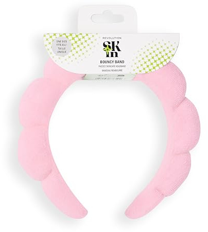 Revolution Skin Padded Headband Pink, Diadema acolchada rosa para limpieza facial & maquillaje