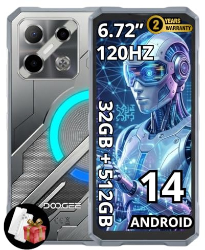 DOOGEE Blade GT Pro 5G | 32GB RAM + 512GB | 6,72″ FHD+ 120 Hz Display | 100 MP AI-Triple-Kamera | 5800 mAh Akku | NFC | LED-Effekt | Dual-SIM | 2 Jahre Garantie | Eiskristall Silber