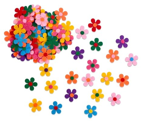 100Pcs Felt Flowers Colorful Fabric Flower Embellishments, 3cm Assorted Colors Craft Felt Flowers, Flower Stickers for DIY Crafts, Baby Headbands, Hats, Clothing Appliques and Party Decorations