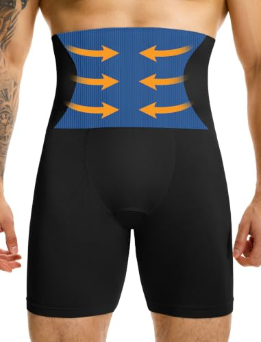 MISS MOLY Shapewear - Calzoncillos tipo bóxer para hombre, cintura alta, sin costuras, de compresión, moldeador de figura, moldeador de cuerpo, moldeador de abdomen, control de abdomen