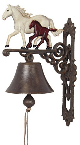 Campana da parete giardino Campana Cavalli Scuderia Ferroviario Box Cavalli ghisa ferro ferro campana metallo campana Campana di Barca Antico Marrone Rustico ferma la campana