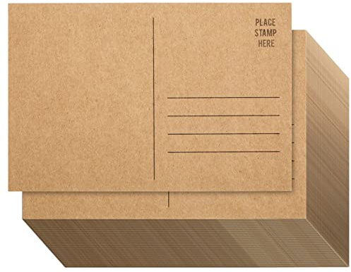 Sustainable Greetings Blank Kraft Paper Postcards - Mail-Ready Blank Paper - DIY Craft Cards - Wedding Postcards - 4 x 6 In, Pack of 100, 350 GSM