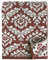 Linen & Cotton Jacquard Decke Wolldecke Gestrickt Caressa Damast Muster - 100% Reine Neuseeland Wolle, Bordeaux Rot/Weiß (135 x 180cm) Kuscheldecke Strick Sofadecke Strickdecke Plaid Couch Sofa