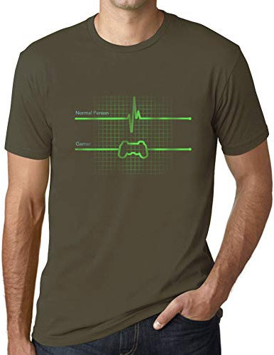 Camiseta Estampada para Hombre Latidos Gamer Gaming Funny Esports – Gamer Heartbeats Gaming Funny Esports – T-Shirt Vintage Manga Corta Regalo Original Cumpleaños Diseño Gráfico Moda Army XL