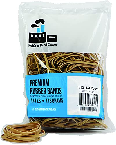 Rubber Bands, Rubber Band Depot, Size #32, Approximately 185 Rubber Bands Per Bag, Rubber Band Measurements: 3 x 1/8'' - 1/4 Pound Bag