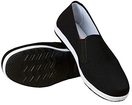 Chinese Style Slippers Kung Fu Martial Arts Tai Chi Shoes Rubber Sole Unisex Black Size UK 7