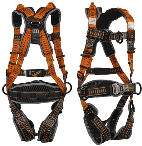 Malta Dynamics Razorback Elite MAXX - Safety Harness and Fall Protection Kit with Sewn in Lumbar Support Belt and Built-in Rescue Handles for Fall Arrest, OSHA & ANSI Compliant (Large-XLarge)