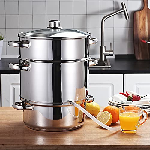 Toolsempire Fruit Steam Juicer Stainless Steel Steamer, Vegetables Steamer Pot 11 Quart Multi-pots Kitchen Cookware Steam Juicer for Juice, Jelly, Jams, Pasta