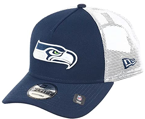 New Era Seattle Seahawks NFL White Mesh Trucker 9Forty A-Frame Trucker Cap - One-Size