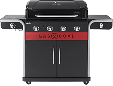 Char-Broil Gasgrill Gas2Coal 2.0 440 - 4 Brenner Hybridgrill, 2 Patentierte Holzkohleschalen, 2 Große Türen - Ideal für draußen, Garten, Terrasse