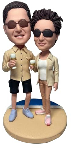 RODMAIE Individuelle Wackelköpfe, Personalisierte Hochzeitsgeschenke für Paare, Einzigartiges Valentinstagsgeschenk, Urlaub Mit Weingläsern Feiern