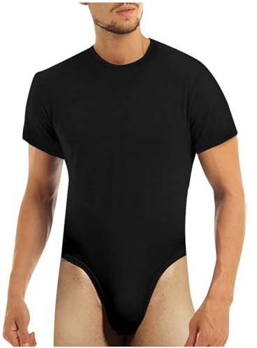 WAZHAKU Body à manches courtes pour homme, stringer, maillot de corps pour homme, sous-vêtement serré, t-shirt de compression, effet ventre plat, manches courtes, maillot de corps en coton