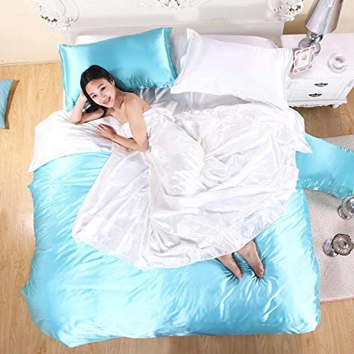 Luxuriöses Satin-Seiden-Bettwäsche-Set für King-Size-Betten, 4-teilig, mit Bettbezug, Bettlaken und Bettdecken, weiche und elegante Heimtextil-Kollektion