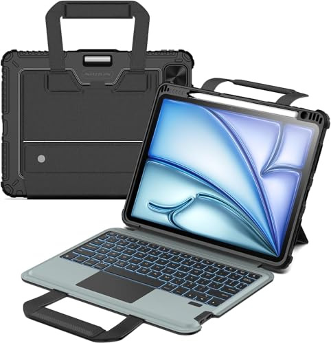 Nillkin Bumper Go Keyboard Custodia in pelle PU progettata per Apple iPad Air 11 2024/10.9 2020/Air 4/Air 5/Pro 11 2020/2021/2022, portapenne, tastiera rimovibile, antiurto, cavalletto, custodia per
