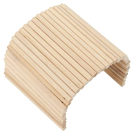 PABVZS Wooden Hamster Bridge Pet Hideout Bridge Rat Chew Toys Rodents Ladder Toy Chinchillas Cage Tunnel Guinea Pig Chewing Climbing Tunnel Small Bendy Bridge Ramp Hut Hideout(20 * 40cm)