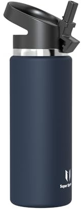 Super Sparrow Botella de Agua Acero Inoxidable - Botella Termica Boca Ancha con Paja 750ml - Sin BPA, para Gimnasio, Deporte, Oficina, Yoga, Ciclismo