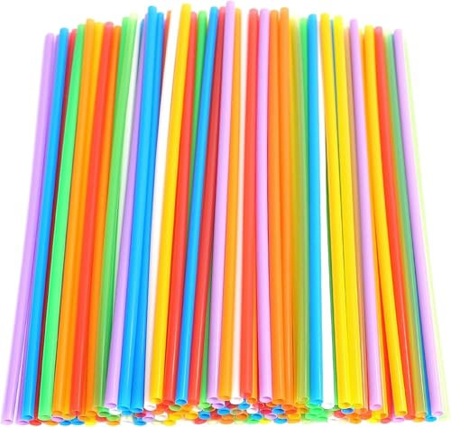 Reusable Plastic Straws 50 PCS with 1 Cleaning Brush