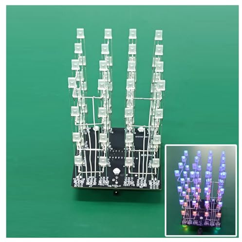 DIDODI Kit d'entraînement à la soudure 4 x 4 x 4 LED Cube lumineux coloré Kit électronique amusant et éducatif pour débutants, amateurs et étudiants apprennent à souder avec un superbe écran LED