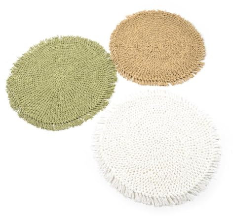 Decor Space Salvamanteles americanos para desayuno bajoplato de papel trenzado 38 cm (verde)