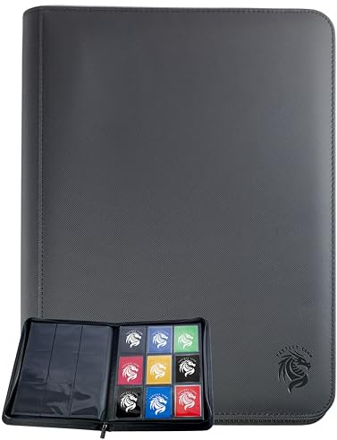 FANTASY CLUB – Álbum de Cartas Coleccionables Negro con 360 bolsillos cierre Cremallera | Trading Card Album para TCG y Cartas Estándar | Acabado Premium con Textura Diamante | Libre de Ácidos y PVC