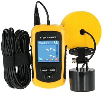 STRAFBRG Détecteur de Poissons Portable 100 m Sonar de pêche Leurre Échosondeur Détecteur de pêche Transducteur d'alarme,Détecter la sensibilité