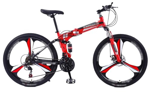 Bicicleta de montaña Plegable de 24 y 26 con Doble suspensión y 21 velocidades, Cuadro de Acero de Alto Carbono, Ideal para Adultos, Hombres, Mujeres y Adolescentes.