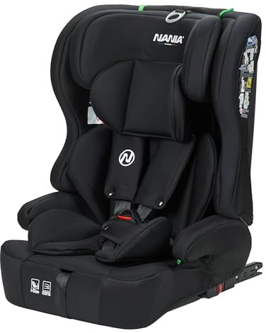 Nania Isofix Lima I-Size Child Car Seat 76-150 cm Group 1/2/3 from 9 to 36 kg, 15 months to 12 years, Adjustable Headrest, 5-Point Safety Harness, Removable Cover, Isofix Attachment