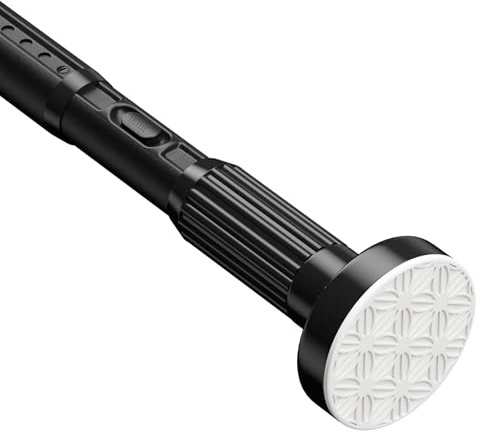 AIZESI Tringle Rideau Sans Percage 104-322 cm Tringle Rideau Extensible - Barre Telescopique Acier Inoxydable Noir pour Salle de Bain, Fenêtre, Porte, Penderie (diamètre 32 mm)