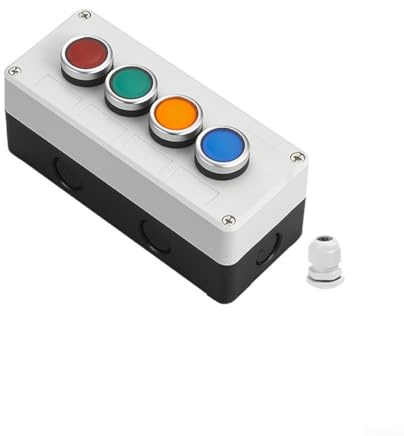 Autilyshop Scatola di controllo con pulsante a pulsante, 22 mm, ripristino momentaneo, autobloccante, in metallo ABS, impermeabile IP65, a prova di olio, 4 punte con guarnizione in gomma morbida, viti
