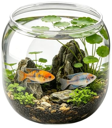 Mini Akvariumsskål Genomskinlig Dekorativ Cirkulär Akvarium | Räkbunke Akvarium och Fiskbehållare för Studenthem Restaurang Bar Studierum Hemmakontor Matsal Dekoration och