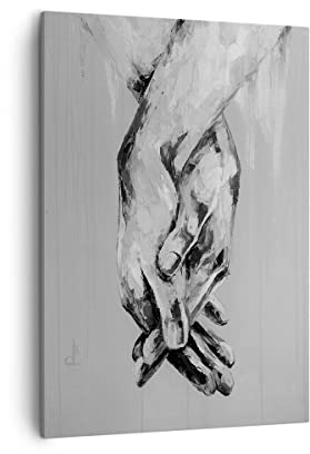 Quadro su Tela Verticale Scritto a mano mani bianco e nero Stampe da Parete 50x70cm Quadri Moderni Soggiorno Camera da Letto 1 pezzo Piccoli Decorazione Murale Wall Art Canvas Immagini PA50x70-4566