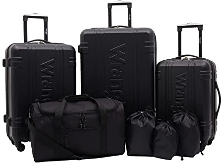 Wrangler Venture Luggage and Travel Set, Black, 7-Piece Set